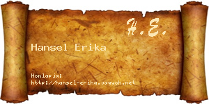 Hansel Erika névjegykártya
